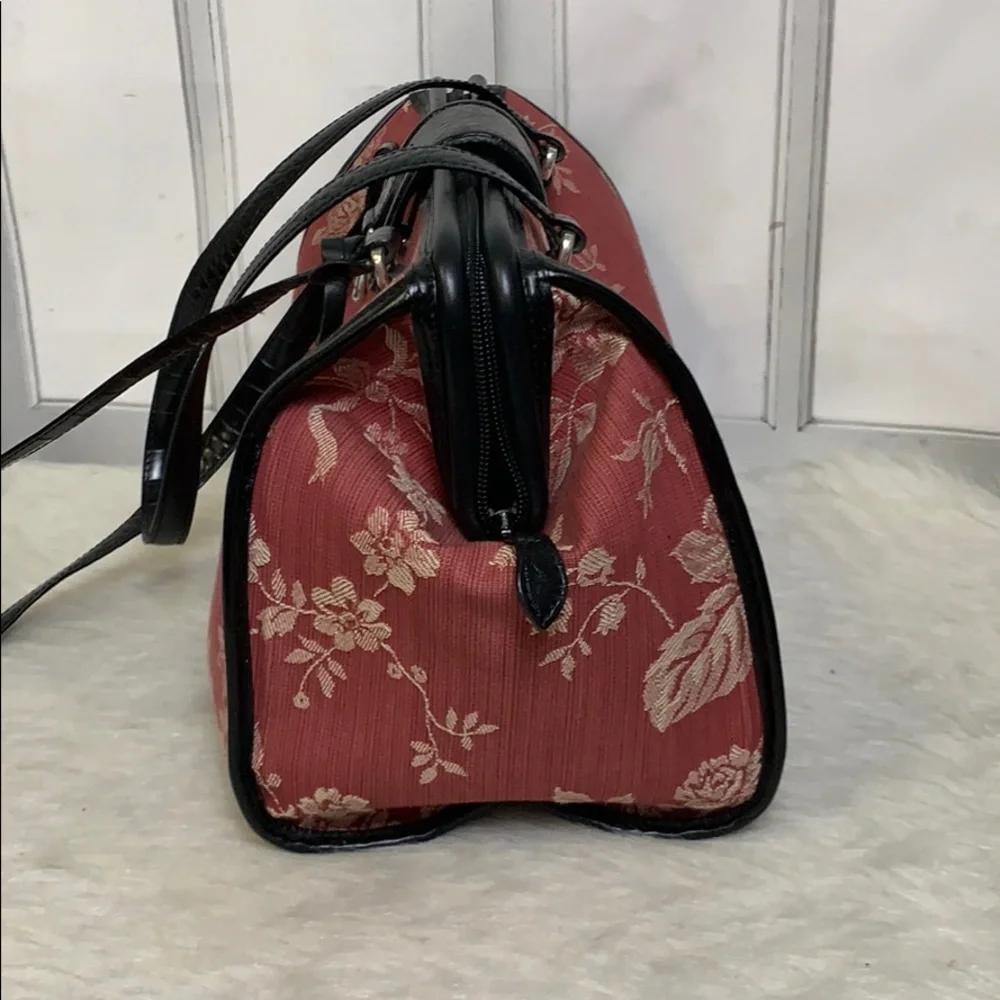 Brighton Red and Black Floral Jacquard Satchel
